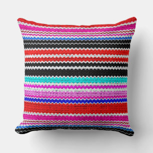 Cojín Decorativo Rayas Chevron Arpillera Lino Rústico Yute