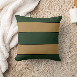 Cojín Decorativo Rayas Clásicas de Navidad Verde y Dorado