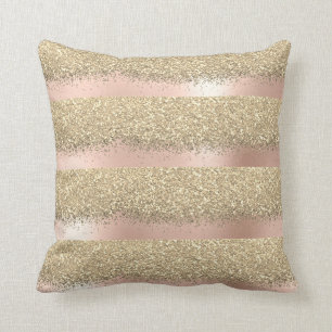 Cojín Decorativo Rayas color de rosa rosadas del purpurina del lux