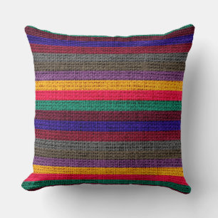 Cojín Decorativo Rayas coloridas Burlap Linen Jute Rústico #2