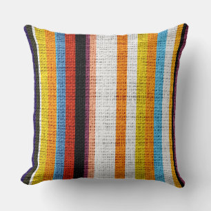 Cojín Decorativo Rayas coloridas Burlap Linen Jute Rústico #4