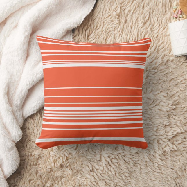 Cojín Decorativo Rayas complejas - Naranja y blanco (Manta)