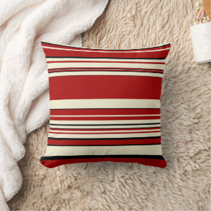 Cojín Decorativo Rayas complejas - rojo y crema