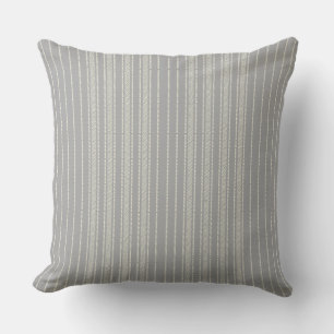 Cojín Decorativo Rayas con Efecto Ticking –  Gris Lavado