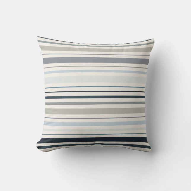 Cojín Decorativo Rayas Costeras Azules (Anverso)