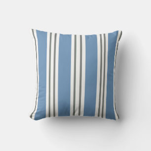 Cojín Decorativo Rayas Costeras Azules y Blancas Polvorientas