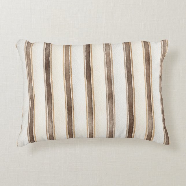 Cojín Decorativo Rayas Crema Marrón (Anverso)