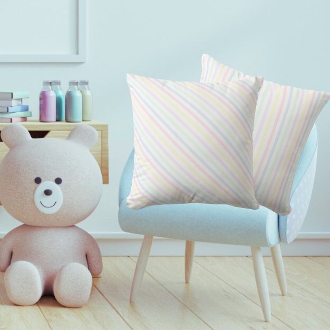 Cojín Decorativo Rayas de andamio diagonales Pastel retro (Boys Nursery - Front And Back)