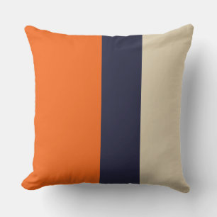 Cojín Decorativo Rayas de azul naranja y taupe  