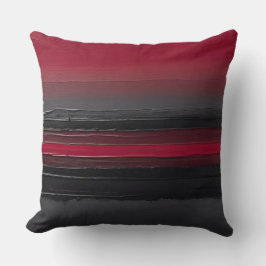 Cojín Decorativo rayas de brushquete negro rojo oscuro