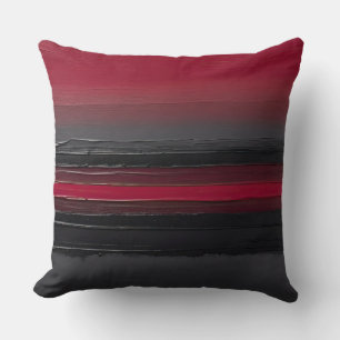 Cojín Decorativo rayas de brushquete negro rojo oscuro