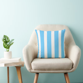 Cojín Decorativo Rayas de Cabaña Azul Claro y Blanco