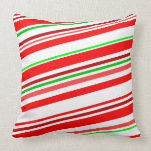 Cojín Decorativo Rayas de caramelo de menta festivas rojas blancas