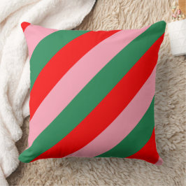 Cojín Decorativo Rayas de caramelo de Navidad contemporáneas