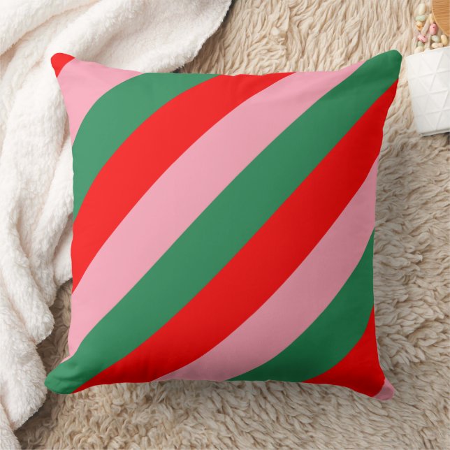 Cojín Decorativo Rayas de caramelo de Navidad contemporáneas (Manta)
