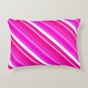 Cojín Decorativo Rayas de caramelo en capas - rosa y fucsia