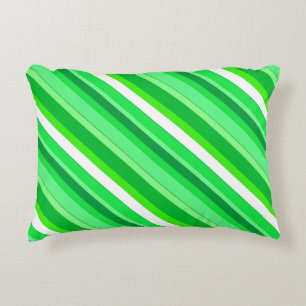 Cojín Decorativo Rayas de caramelo en capas - verde esmeralda y bla
