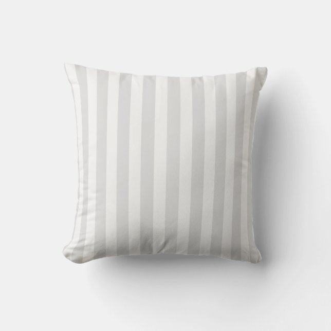 Cojín Decorativo Rayas de caramelo gris claro y blanco (Anverso)