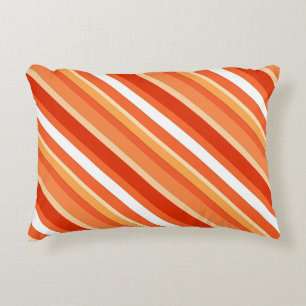 Cojín Decorativo Rayas de caramelos estratificadas - naranja y blan
