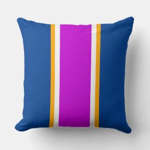 Cojín Decorativo Rayas de carreras rosa blanco naranja azul marino