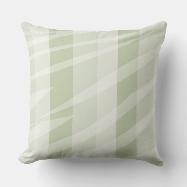 Cojín Decorativo Rayas de cebra blanca verde suave (Anverso)