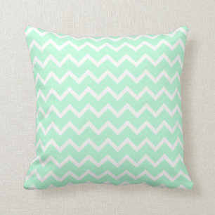 Cojín Decorativo Rayas de Chevron del zigzag de la verde menta