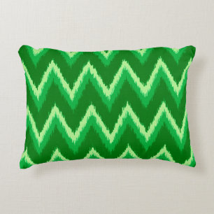 Cojín Decorativo Rayas de Chevron Ikat - Verde Pino y Lima