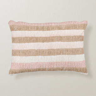 Cojín Decorativo Rayas de color beige crema rosa