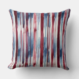 Cojín Decorativo Rayas de color de agua Azul y borgoña