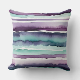 Cojín Decorativo rayas de color turquesa y morado abstractas