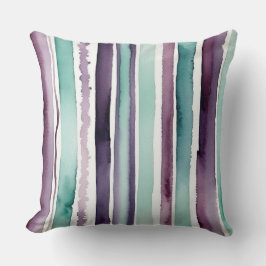 Cojín Decorativo rayas de color verde y púrpura abstractas