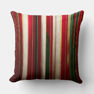 Cojín Decorativo Rayas de colores de Navidad Rojo Verde Blanco Dora