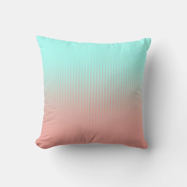 Cojín Decorativo Rayas de coral y turquesa (Anverso)