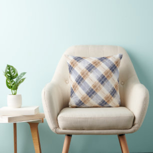 Cojín Decorativo Rayas de Crema Beige Azul