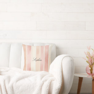 Cojín Decorativo Rayas de crema rosada de bonito