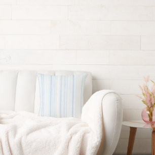 Cojín Decorativo Rayas de Cuadro Escocés Blanco Azul Claro
