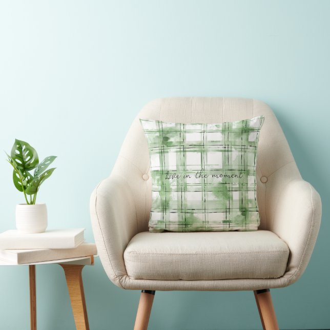 Cojín Decorativo Rayas de Cuadro Verde Blanco (Silla)