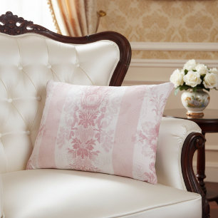 Cojín Decorativo Rayas de Damasco blancas y rojas en satén