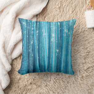 Cojín Decorativo Rayas de destellos púrpura azul acuático