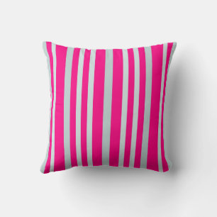 Cojín Decorativo Rayas de línea verde grisáceo en rosa bonito
