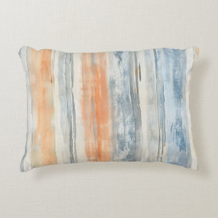 Cojín Decorativo Rayas de melocotón crema azul