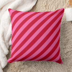 Cojín Decorativo Rayas de menta navideñas rosadas y rojas