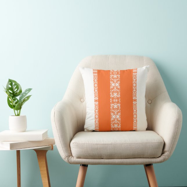 Cojín Decorativo Rayas de naranja y blanco (Silla)