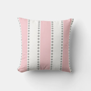 Cojín Decorativo Rayas de puntos de Polka Gris rosa y Blanco Modern