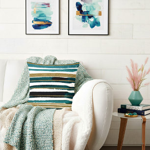 Cojín Decorativo Rayas de purpurina verdes y doradas