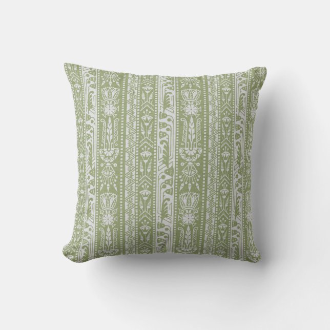 Cojín Decorativo Rayas de resurgimiento egipcias, verde rojo (Anverso)