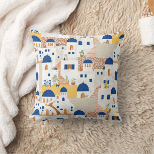 Cojín Decorativo rayas de Santorini azul cobalto amarillo terracota