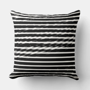 Cojín Decorativo Rayas de Señal de Fallo en Blanco y Negro