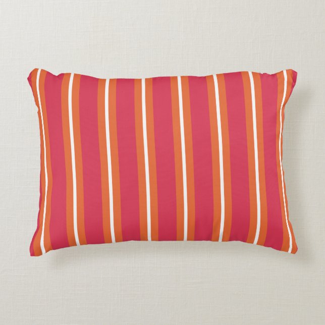 Cojín Decorativo Rayas de Teaberry y Mandarina (Anverso)