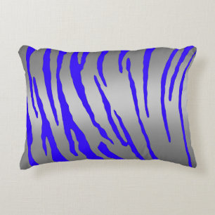 Cojín Decorativo Rayas de Tigre Plateadas Azules
